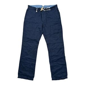 Polo Ralph Lauren Linen Toggle Nautical Yachting Navy Straight Pants Mens 36